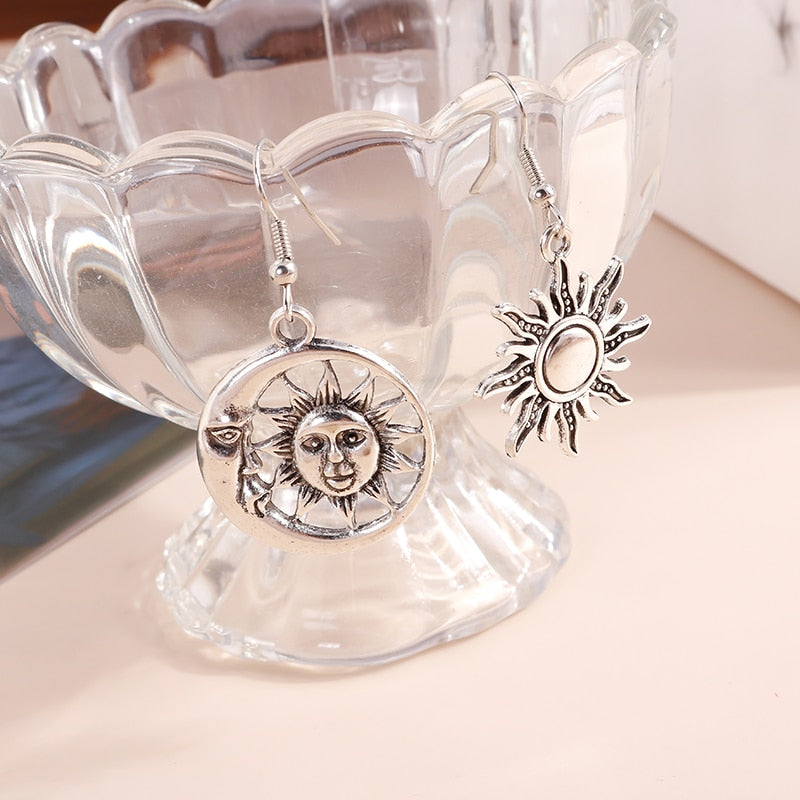 Antique Sun Moon Dangle Earrings Women Gifts Earring Cute Girls Eardrop Jewelry