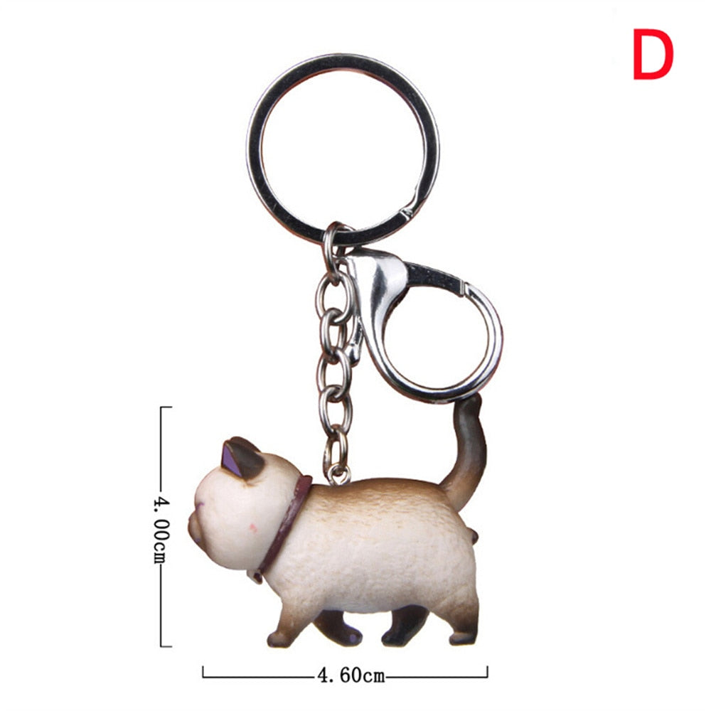 9 Colors Cute Cartoon Cat Pendant Keychain Fashion Bag Charms Ornament for Men