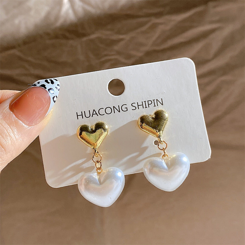 22 Styles Heart Pearl Flower Stud Earring Fashion Women Girls Vintage Cute