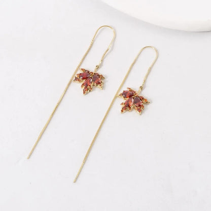 Maple Leaf Threader Earrings Women Party Wedding Jewelry Dangle Gifts Earrings