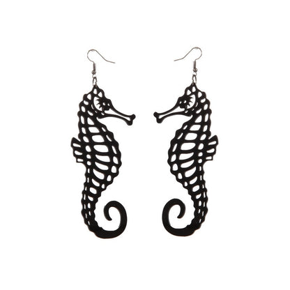 Black Seahorse Drop Earrings Hip Hop Women Party Gift Jewelry Ear Fashion