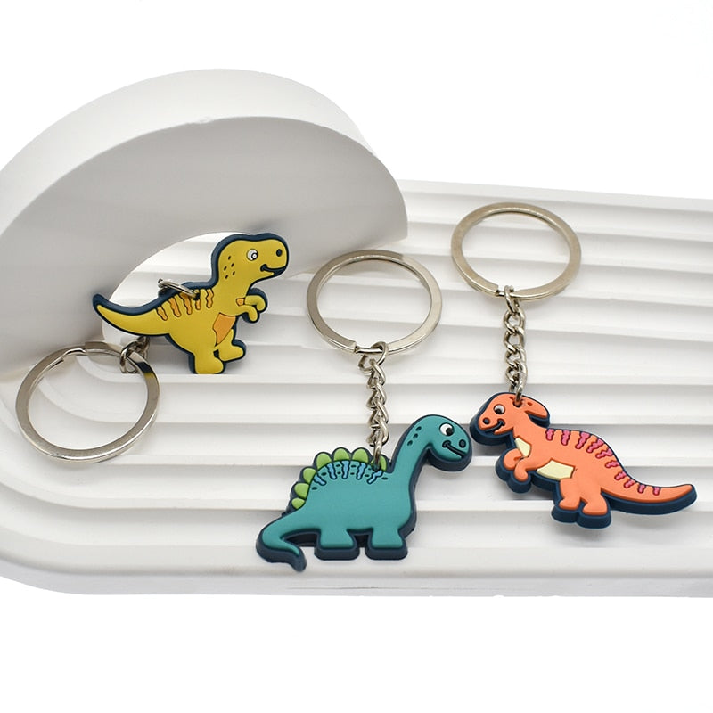 19 Styles Colorful Dinosaur Keyring Cartoon Keychains Souvenir Jewelry Bag