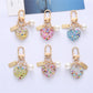 5 Styles Cute Resin Heart Key Chain Colorful Sequins Filled Keychain with Pearl