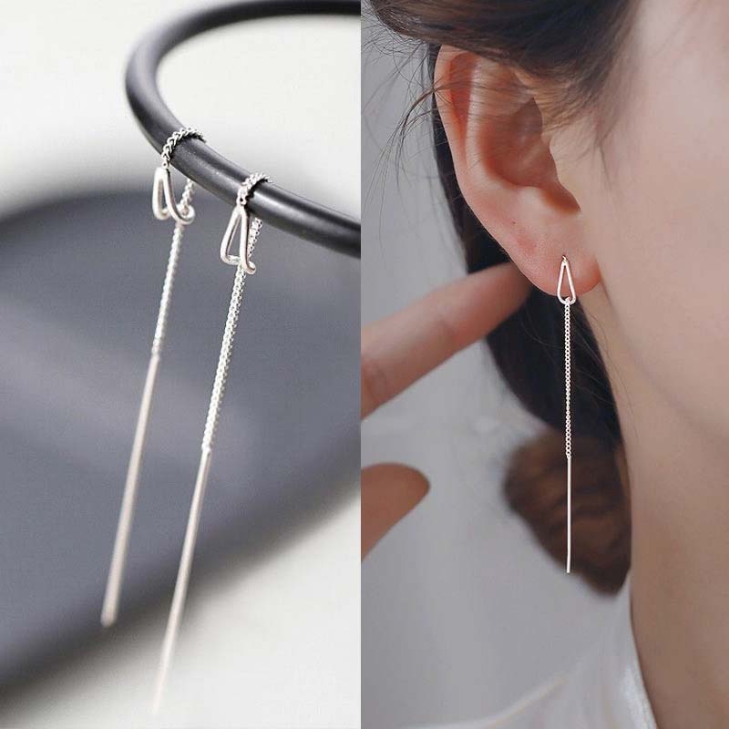 1Pair Silver-colored String Tie Dangle Earrings Women Charms Earring Fashion