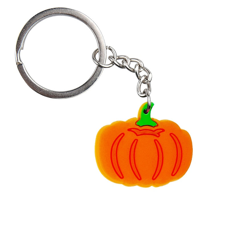 Pumpkin PVC Keyring Cartoon Keychains Souvenir Jewelry Bag Pendant Gift