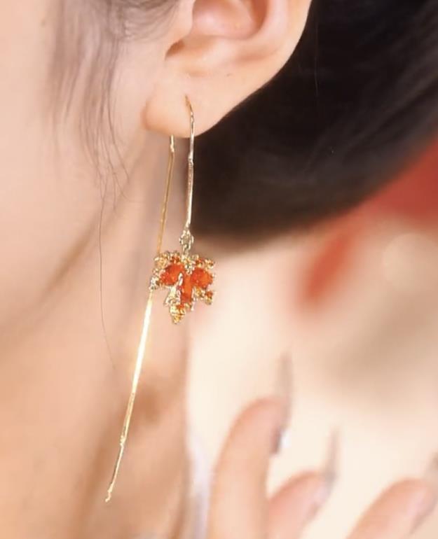 Maple Leaf Threader Earrings Women Party Wedding Jewelry Dangle Gifts Earrings