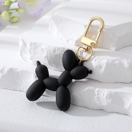 Black Resin Cartoon Balloon Dog Animal Keychains Key Ring For Women Men Simple