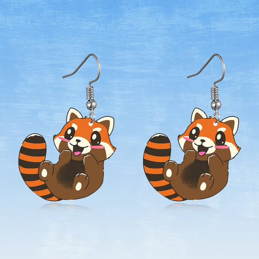 Creative Acrylic Raccoon Dangle Earrings Charms Jewelry Fashion Creative