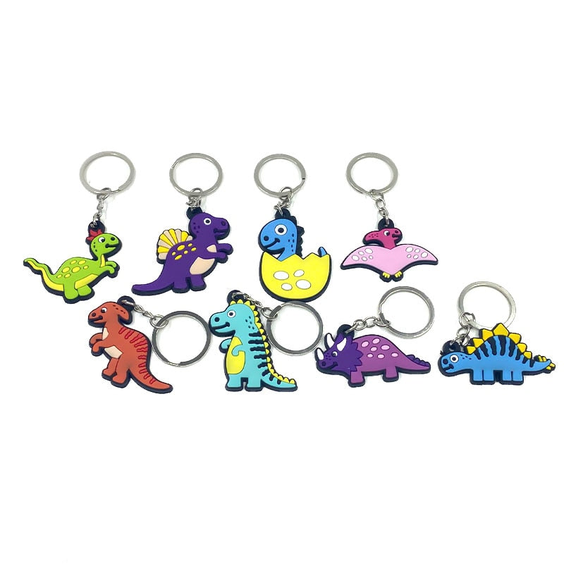 9 Styles PVC Cartoon Dinosaur Keychain Trinkets Gift Keyring Souvenir Handbag
