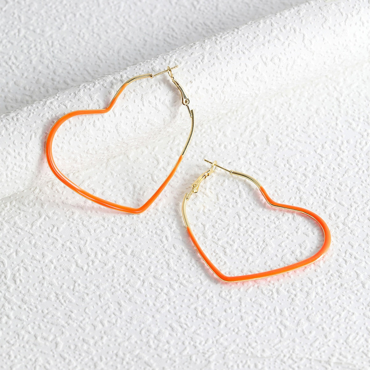 Orange Heart Hoop Earrings Cartoon Ear Pendants Accessories Women Jewelry