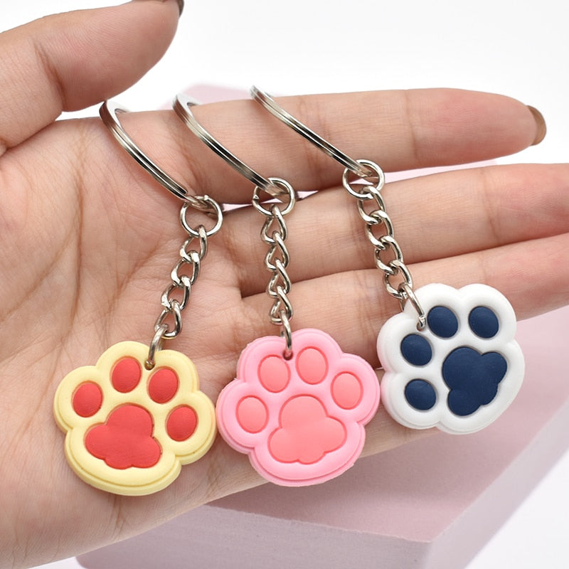 17 Styles Dog Cat Paw Cartoon Animal Keychain Party Gift Cute Keyring Cartoon