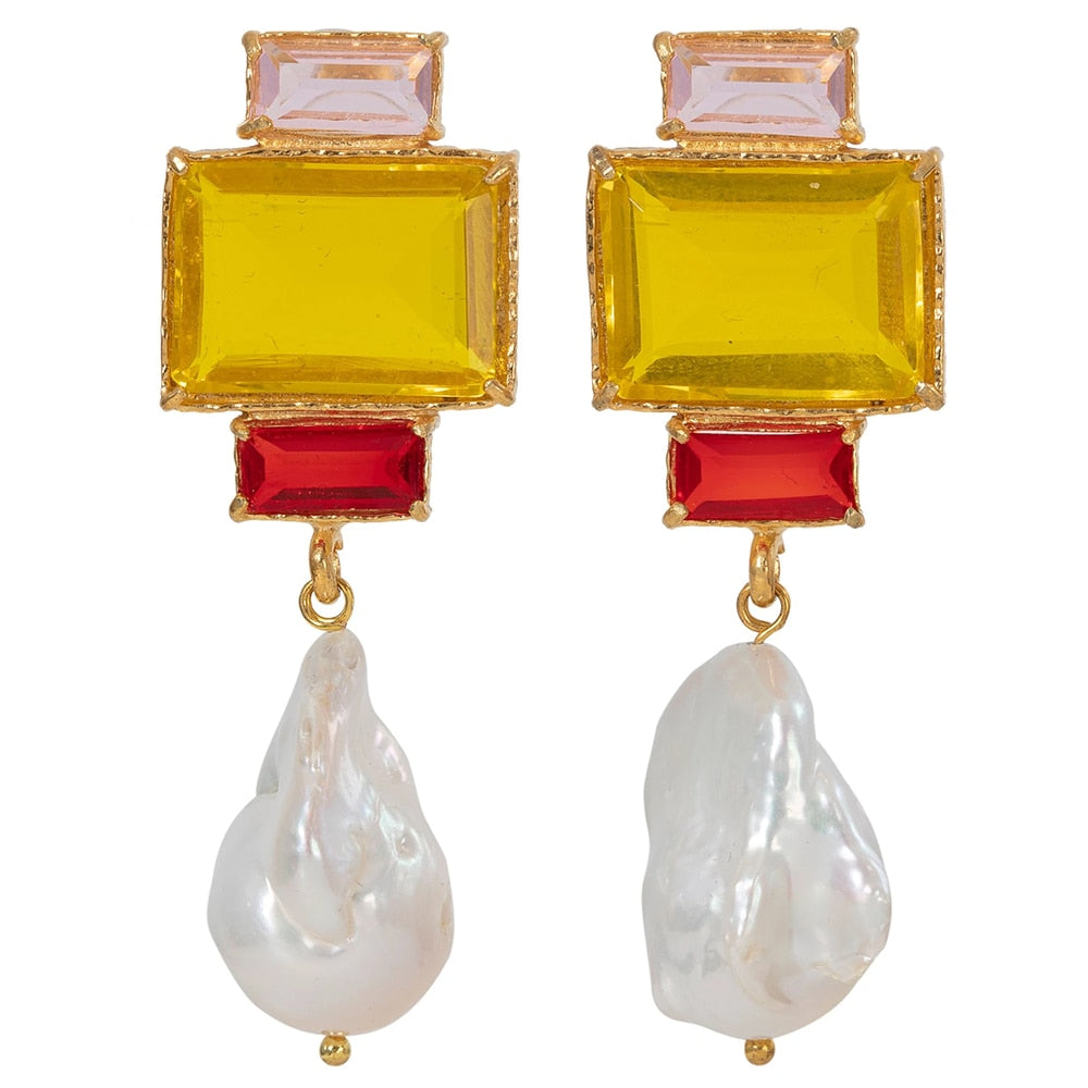 Yellow Caramel Rhinestone Drop Earrings Jewelry For Women Fashion Accessories