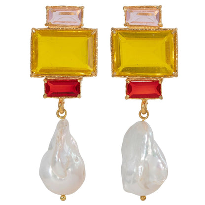 Yellow Caramel Rhinestone Drop Earrings Jewelry For Women Fashion Accessories