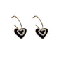 Rhinestone Black Heart Drop Earrings Women Party Wedding Jewelry Dangle Gifts
