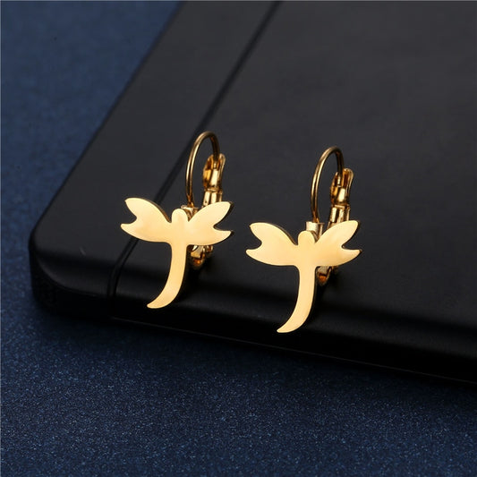 Mini Small Dragonfly Stud Earrings Stainless Steel Women Party Gifts Charms