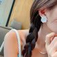 Elegant White Transparent Flower Stud Earrings For Women Cute Sweet Acrylic Big