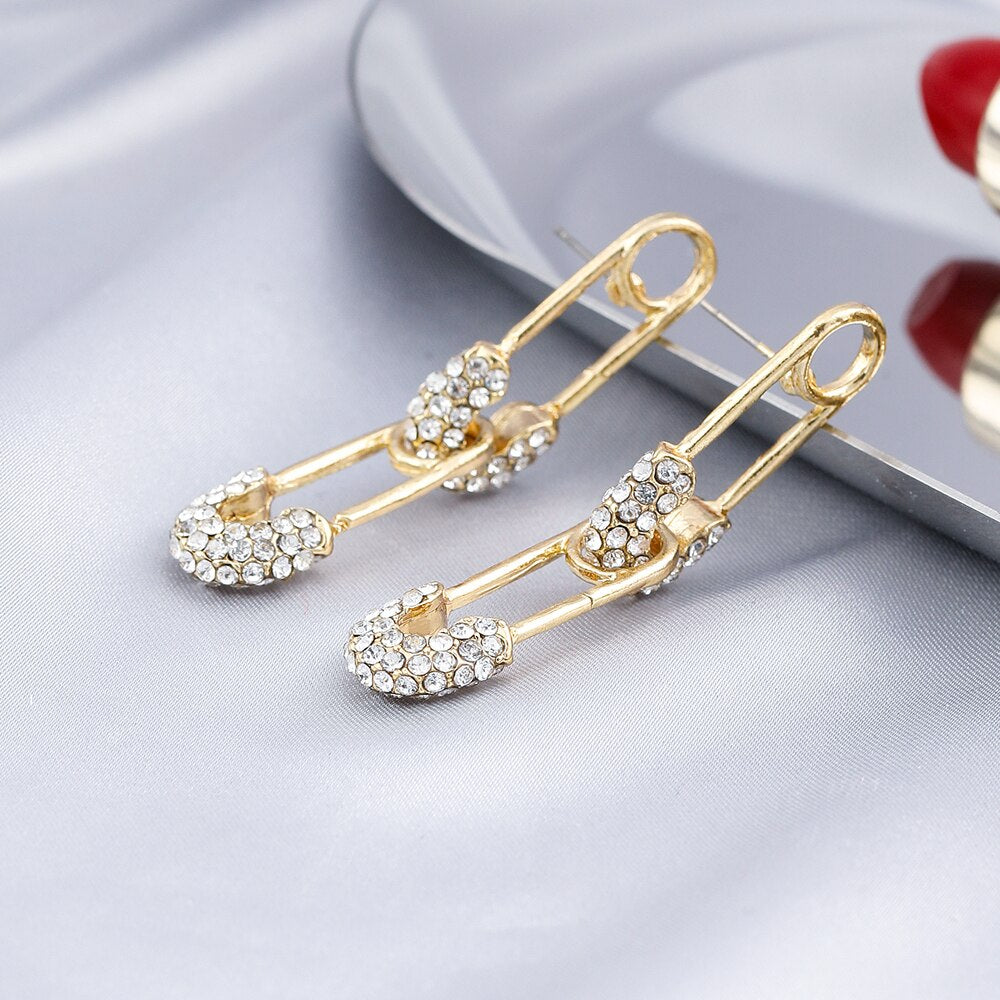 Safety Pin Decor Lady Cute Drop Earrings for Women Jewelry Girls Earrings