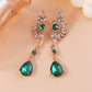 Emerald Green Color Evening Drop Dangle Earrings Trendy Women Fashion Earrings