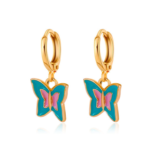 Blue Pink Butterfly Drop Earrings Fashion Women Summer Party Jewelry Girls Gifts