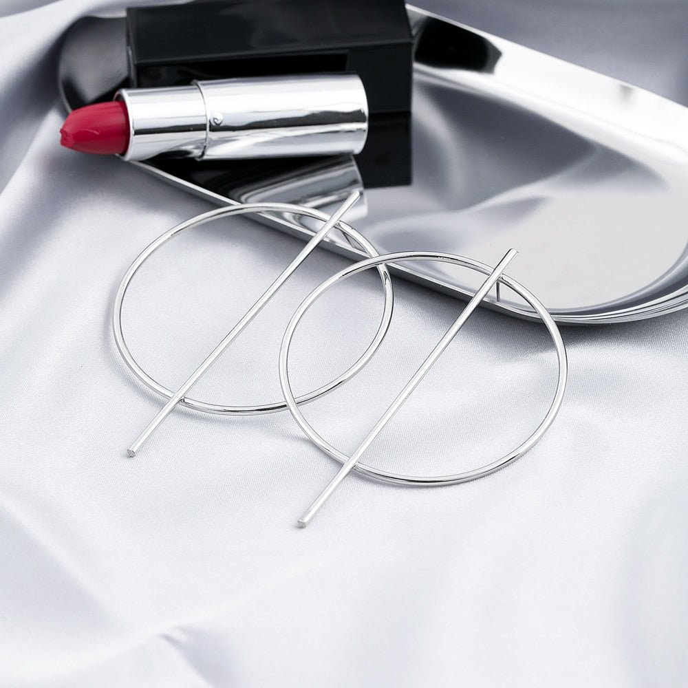 Geometric Bar and Circle Drop Earrings Women Girl Fashion Trendy Jewelry