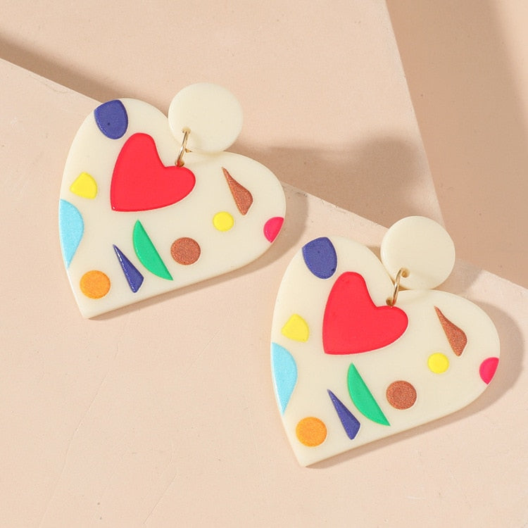 50 Styles Moon Rose Heart Drop Earrings Female Travel Cartoon Earrings Creative