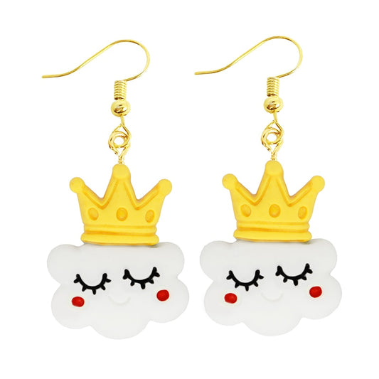 Cloud Crown Drop Earrings Women Art Fashion Cartoon Earrings Creative Jewelry