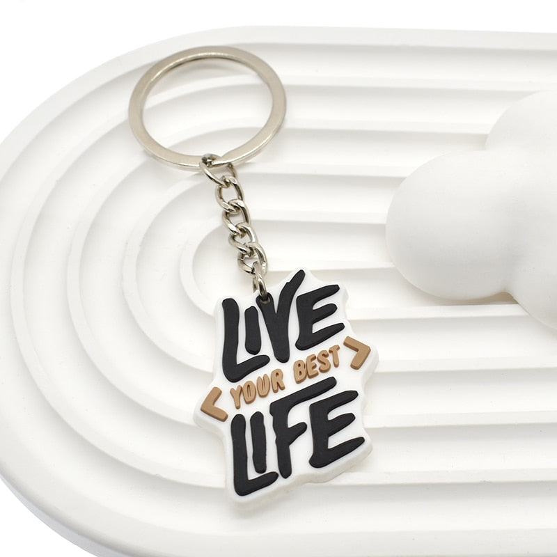 43 Styles Phrase Quotes Keychain Car Keyring Cartoon Creative Pendant Souvenir