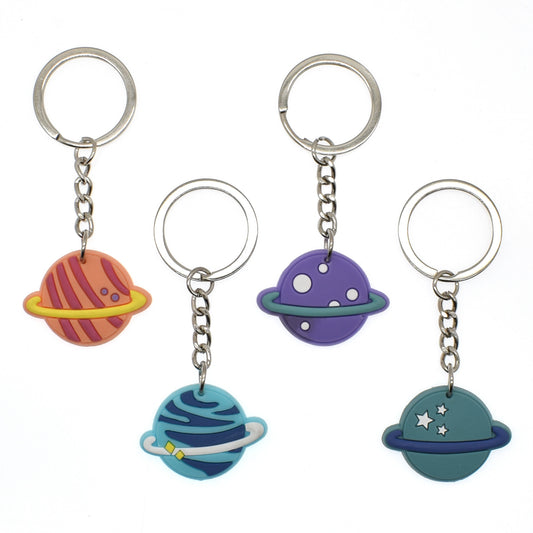 6 Styles Solar System Planet Space Keychain Party Gift Cute Keyring Cartoon DIY