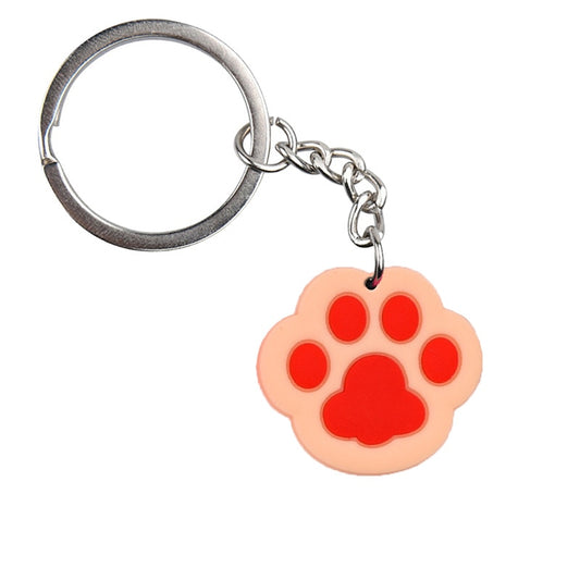 Peach Dog Cat Paw Keychain Party Gift Cute Keyring Cartoon DIY Jewelry Souvenir