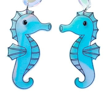 Blue Acrylic Seahorse Drop Earrings Women Gifts Earring Cute Girls Eardrop