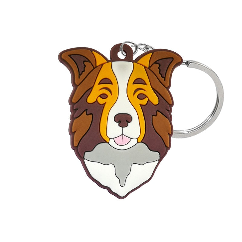 Collie Dog Keyring Cute Cartoon Style Keychains Bag Car Pendant Jewelry Gift