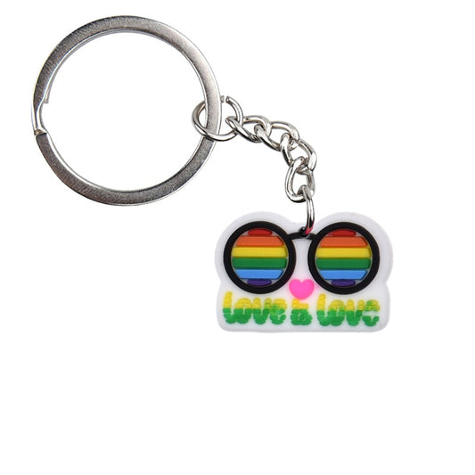 18 Styles Love is Love Pride Rainbow Pendant PVC Keychain with Car Bag Key Chain