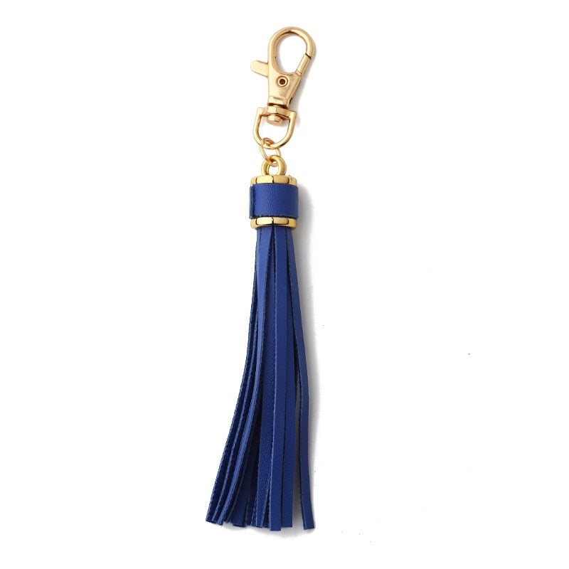 Navy Blue Tassel PU Leather Keychain Cartoon Key Holder Car handbag Keyring Gift