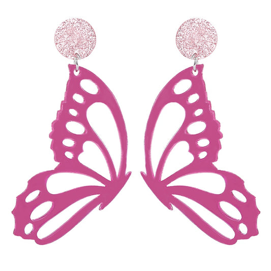 Pink Hollow Butterfly Acrylic Drop Earrings Women Travel Fashion Cartoon