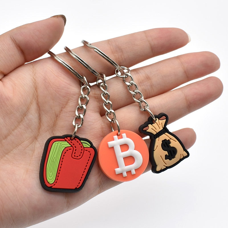 11 Styles Currency Dollar Bag Keychain Key Ring Calculator Dollar Money Tree