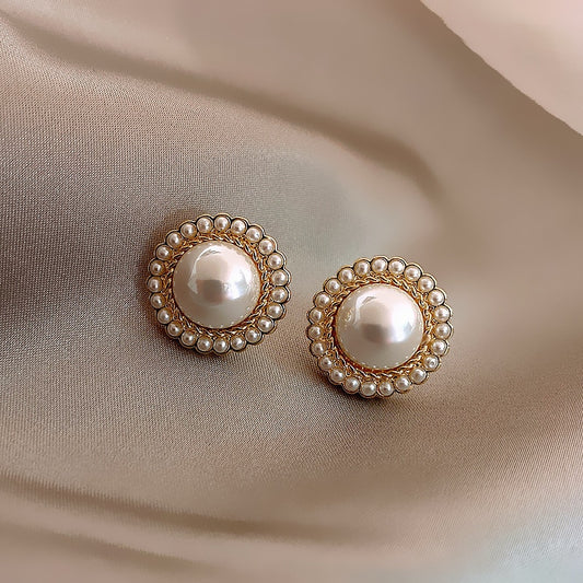 Bohemian Vintage Imitation Pearl Stud Earring Charm Woman Wedding Elegant