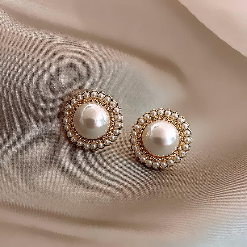 17 Styles Pearl Geometry Stud Earrings Charm Woman Wedding Elegant Romantic Ear