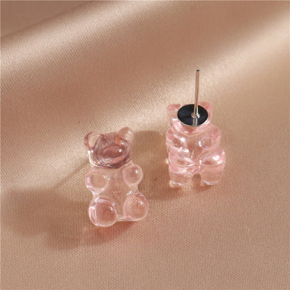 Clear Pink Stud Earrings Women Creativity Jewelry Cute Earring Girls Gift