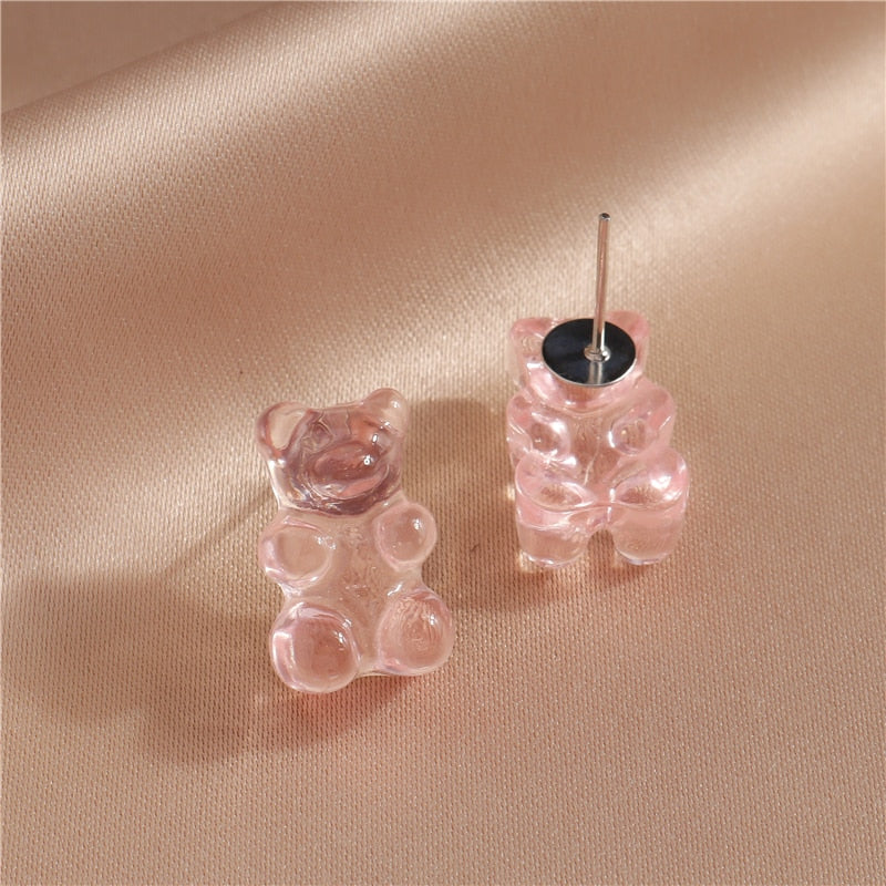 Clear Pink Stud Earrings Women Creativity Jewelry Cute Earring Girls Gift