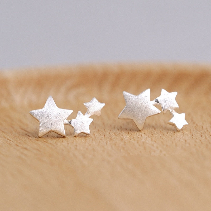 Metal Three Star Stud Earrings Woman Elegant Earring Fashion Modern Jewelry Gift