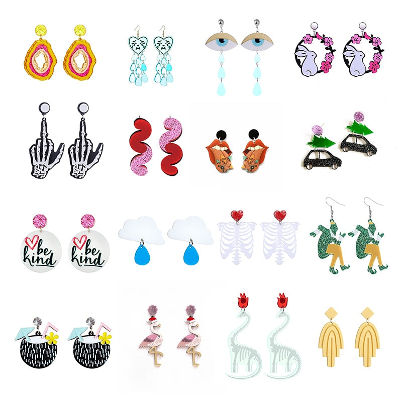 35 Styles Cute Cartoon Dinosaur Roller Skate Funny Drop Earrings Women Travel