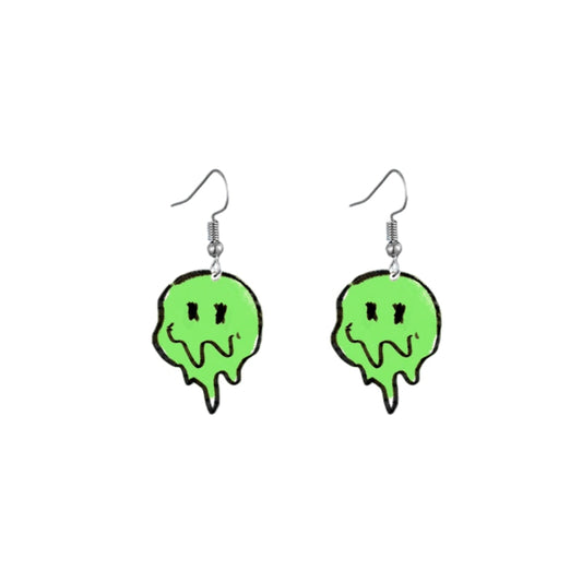 Creative Acrylic Green Face Dangle Earrings Charms Jewelry Fashion Creative