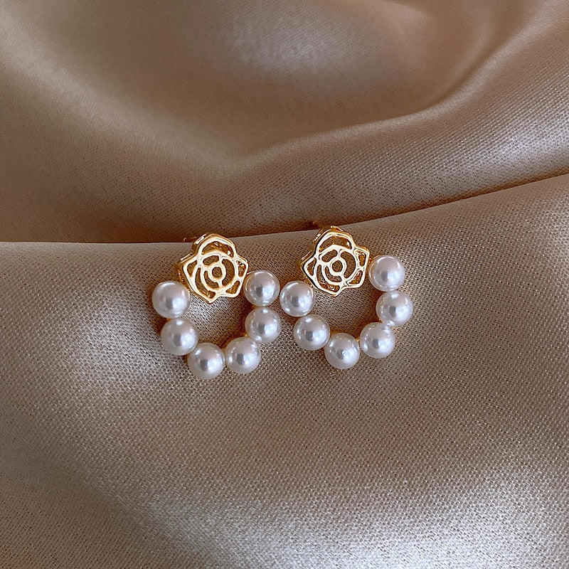 17 Styles Pearl Geometry Stud Earrings Charm Woman Wedding Elegant Romantic Ear