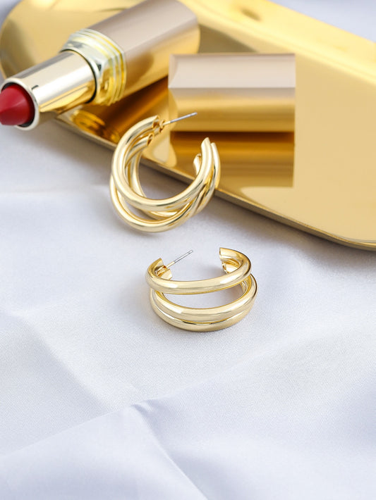 Three Line Design Hoop Earrings Women Girl Fashion Trendy Jewelry Accessories