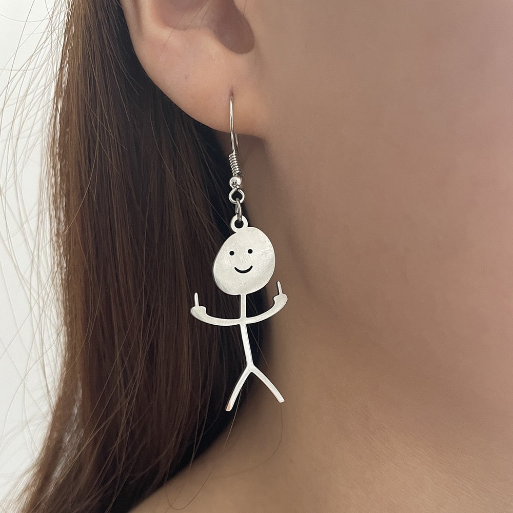 Stickman Funny Drop Earrings Women Travel Fashion Cartoon Earrings Creative