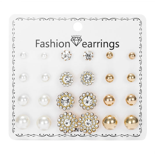 12 Pairs Flower Ball Stud Earrings Women gift Earring Fashion Charm Statement