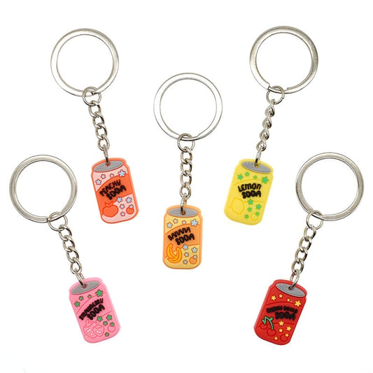 6 Styles Soda Drink Can Keychain Fruit Flavor Creative Trinket Couple Cool Tide