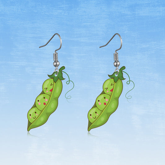 Creative Acrylic Pea Pod Dangle Earrings Charms Jewelry Fashion Creative