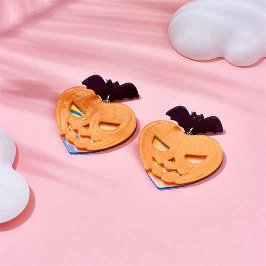 Pumpkin Heart Drop Earrings Female Travel Cartoon Earrings Creative Art Jewelry