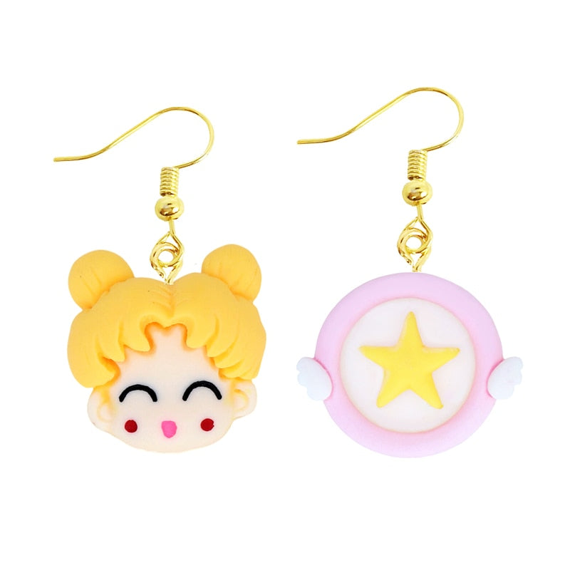 Girl Star Drop Earrings Women Art Fashion Cartoon Earrings Creative Jewelry